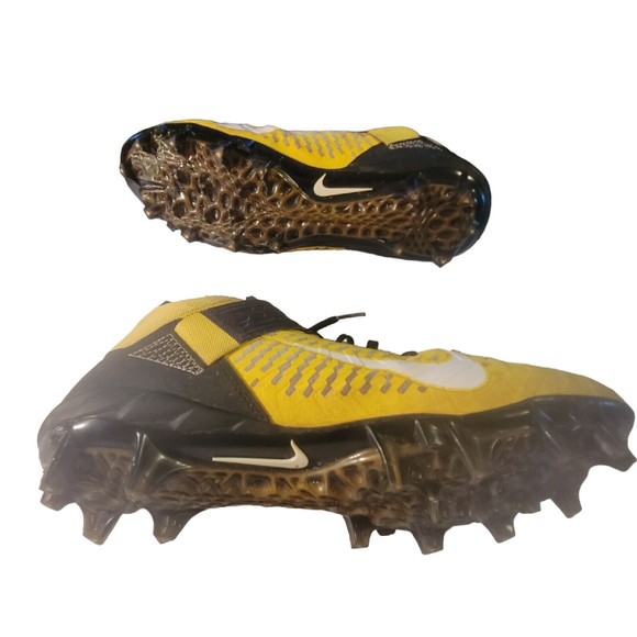 Nike Alpha Menace Pro 2 Mid Yellow Football Cleats Mens Size 11 used - Picture 3 of 10